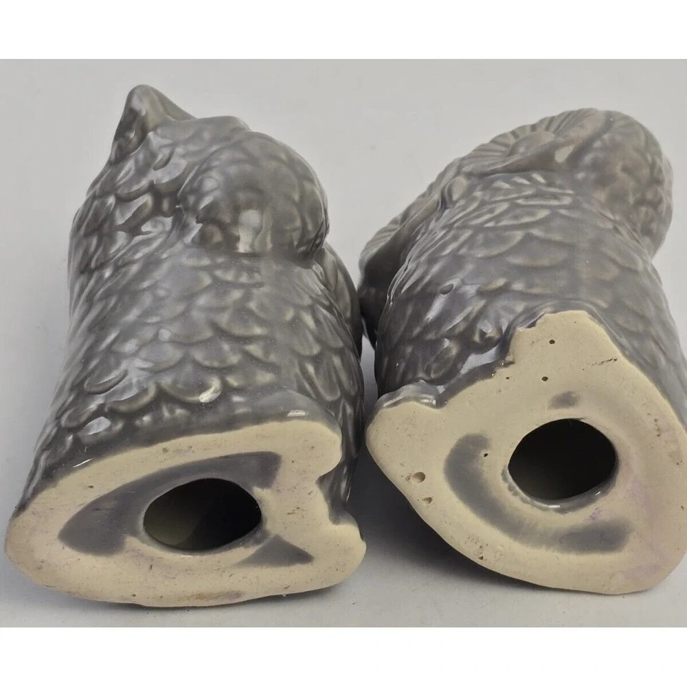 Vintage Ceramic Glazed Owls Figurines 